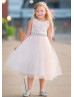 Lace Tulle Flower Girl Dress With Rhinestone Belt